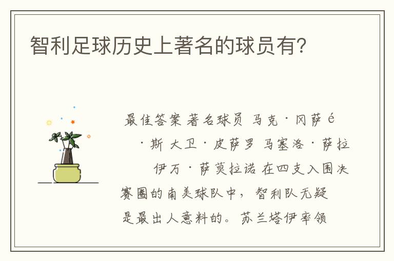 智利足球历史上著名的球员有?