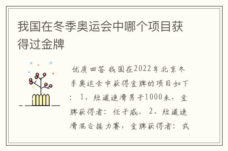 我国在冬季奥运会中哪个项目获得过金牌