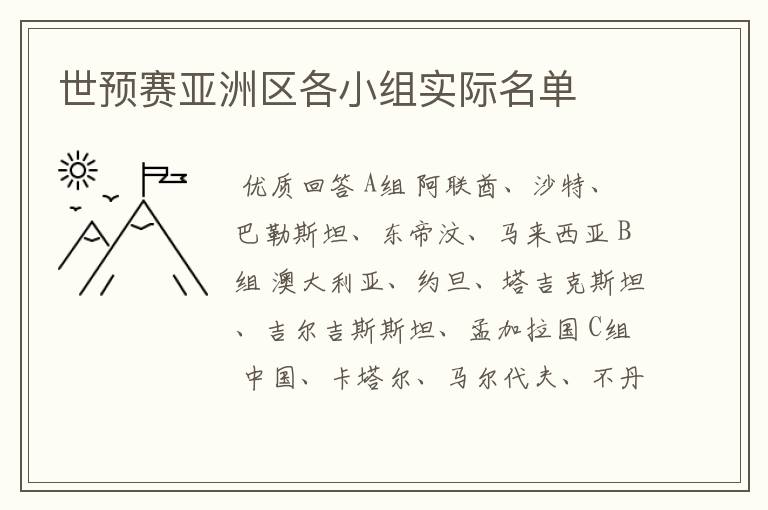 世预赛亚洲区各小组实际名单