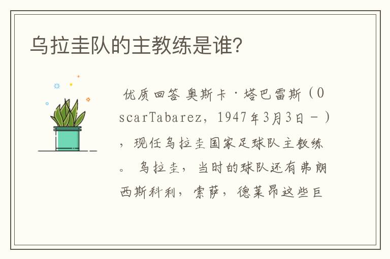 乌拉圭队的主教练是谁?
