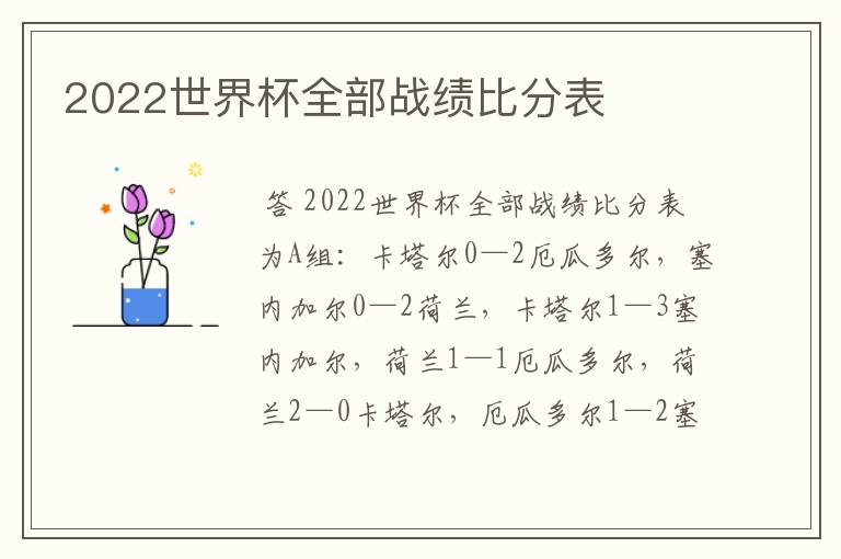 2022世界杯全部战绩比分表