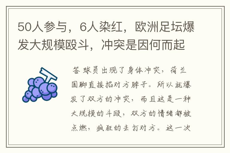 50人参与,6人染红,欧洲足坛爆发大规模殴斗,冲突是因何而起的?