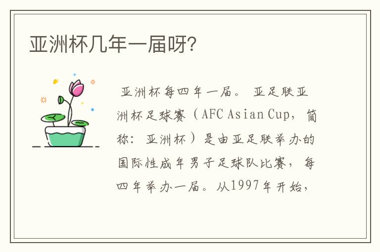 亚洲杯几年一届呀?