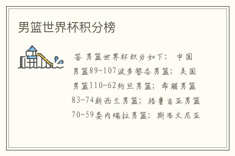 男篮世界杯积分榜