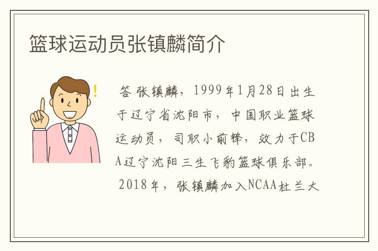 篮球运动员张镇麟简介
