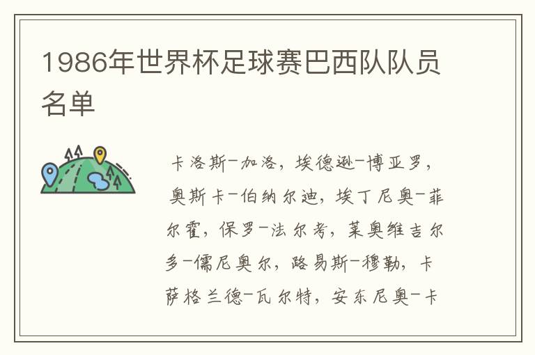 1986年世界杯足球赛巴西队队员名单