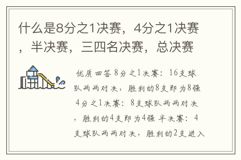 什么是8分之1决赛,4分之1决赛,半决赛,三四名决赛,总决赛