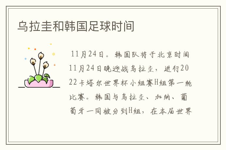 乌拉圭和韩国足球时间