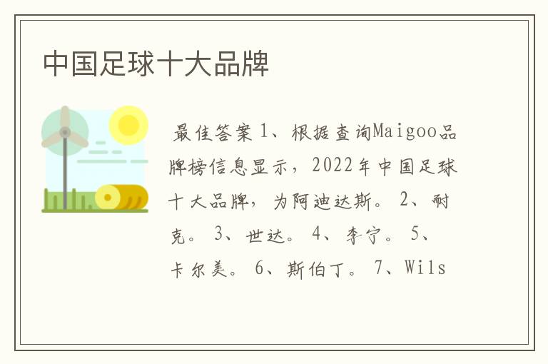 中国足球十大品牌