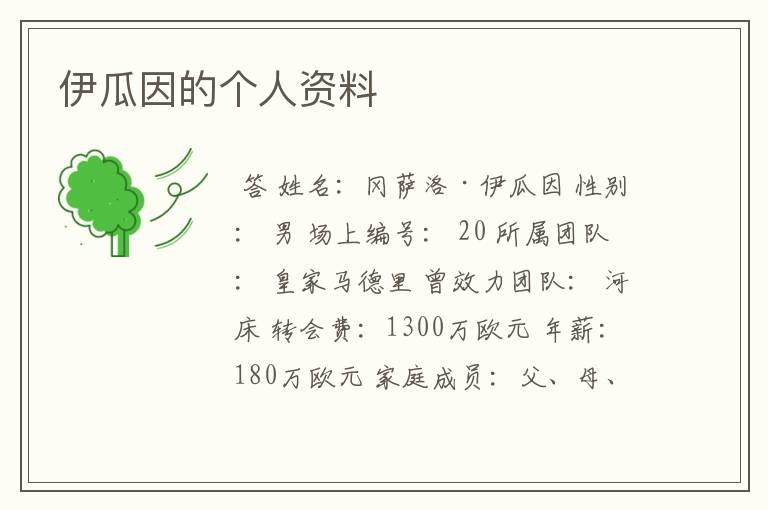 伊瓜因的个人资料