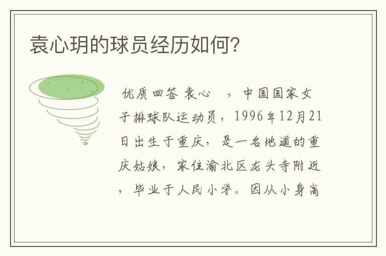 袁心玥的球员经历如何?