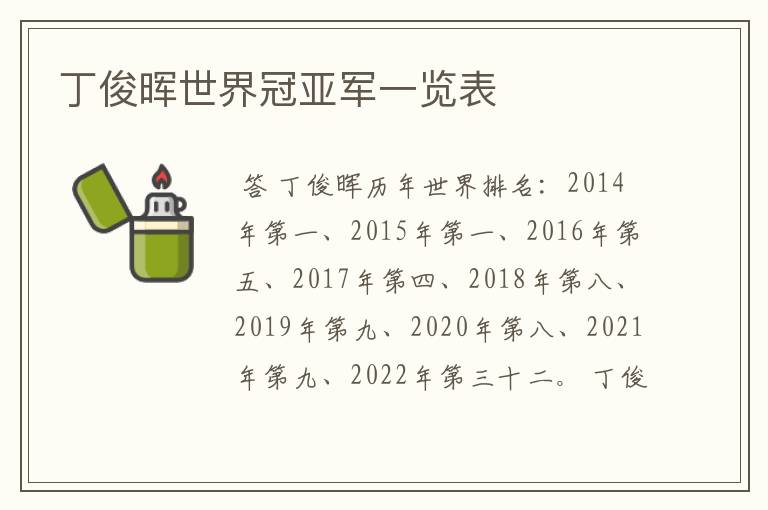丁俊晖世界冠亚军一览表