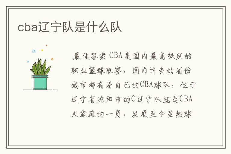 cba辽宁队是什么队