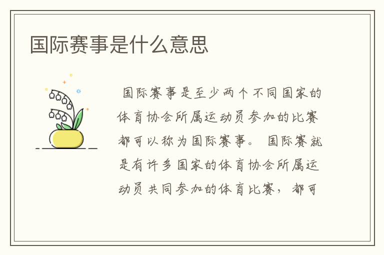国际赛事是什么意思