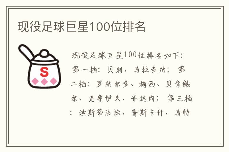 现役足球巨星100位排名