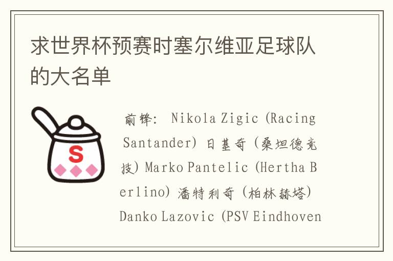 求世界杯预赛时塞尔维亚足球队的大名单
