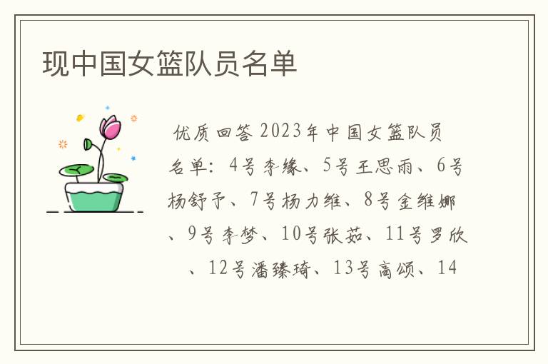 现中国女篮队员名单