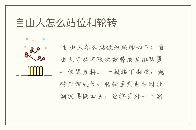 自由人怎么站位和轮转