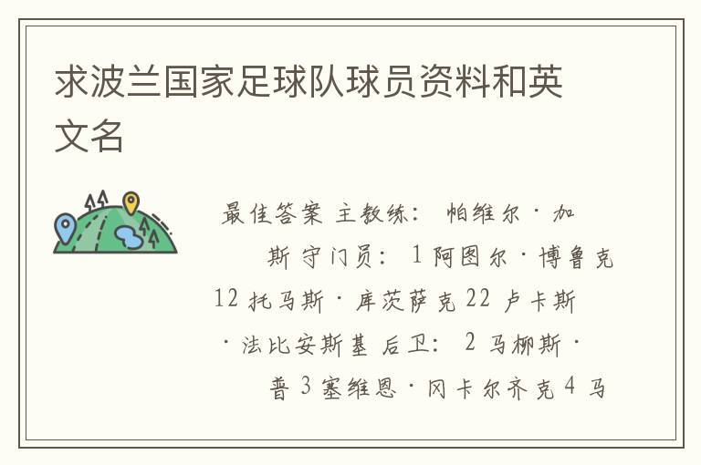 求波兰国家足球队球员资料和英文名