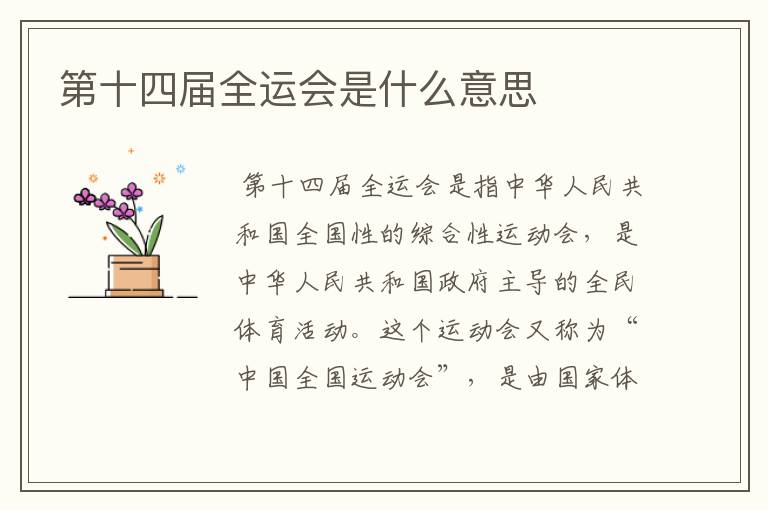 第十四届全运会是什么意思
