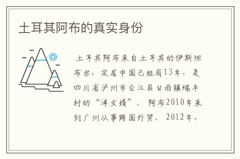 土耳其阿布的真实身份