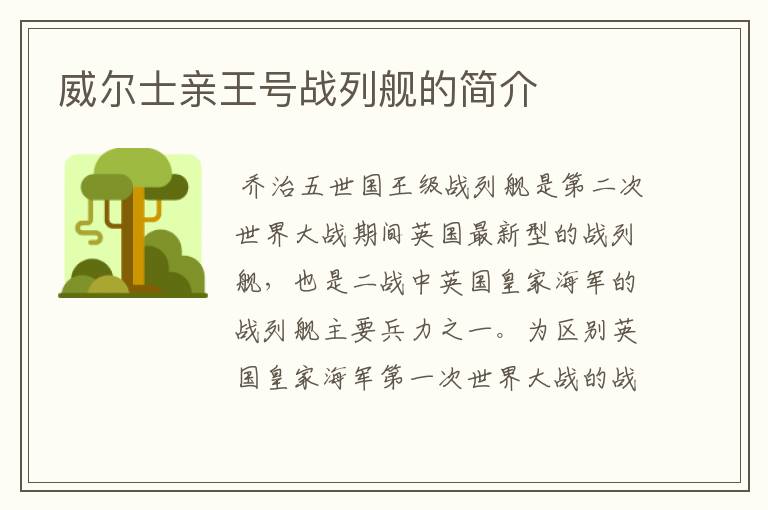 威尔士亲王号战列舰的简介