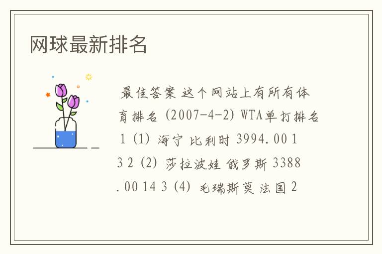 网球最新排名