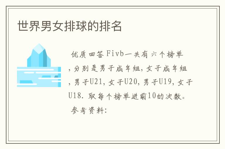 世界男女排球的排名