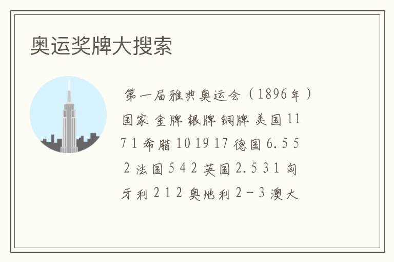 奥运奖牌大搜索