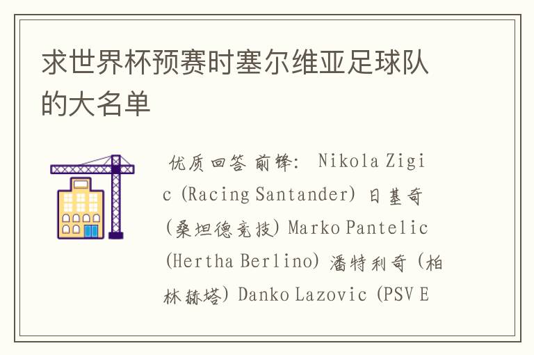 求世界杯预赛时塞尔维亚足球队的大名单