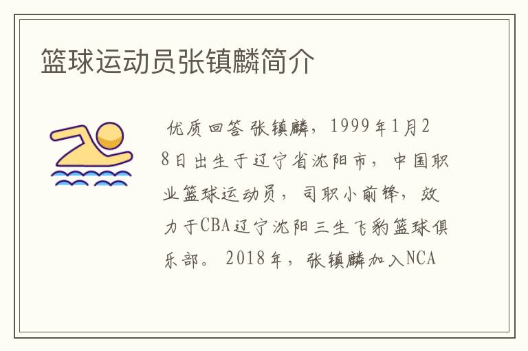 篮球运动员张镇麟简介