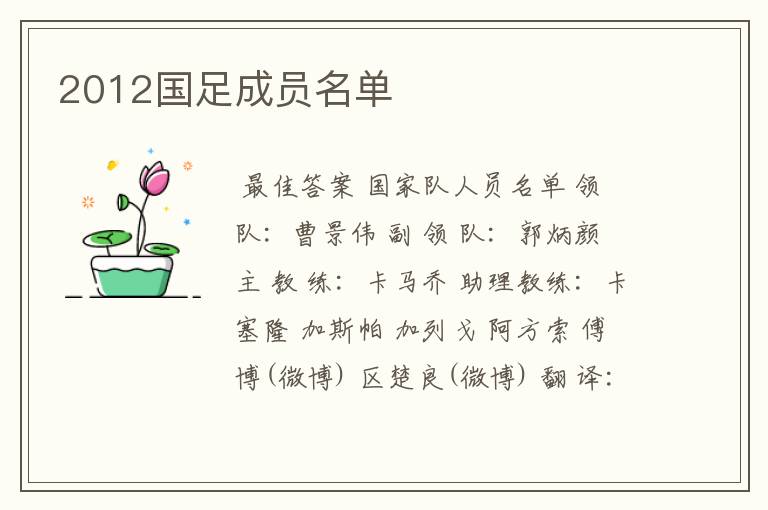 2012国足成员名单