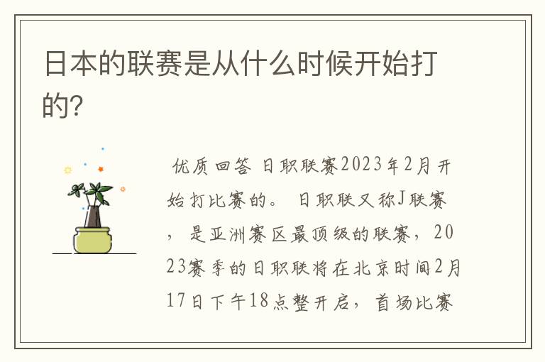 日本的联赛是从什么时候开始打的?