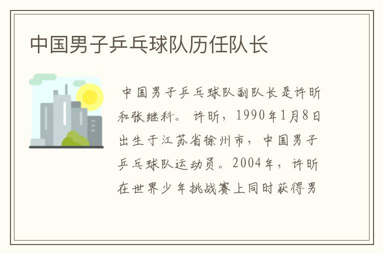 中国男子乒乓球队历任队长