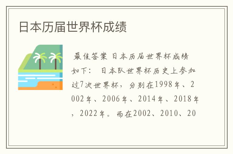 日本历届世界杯成绩