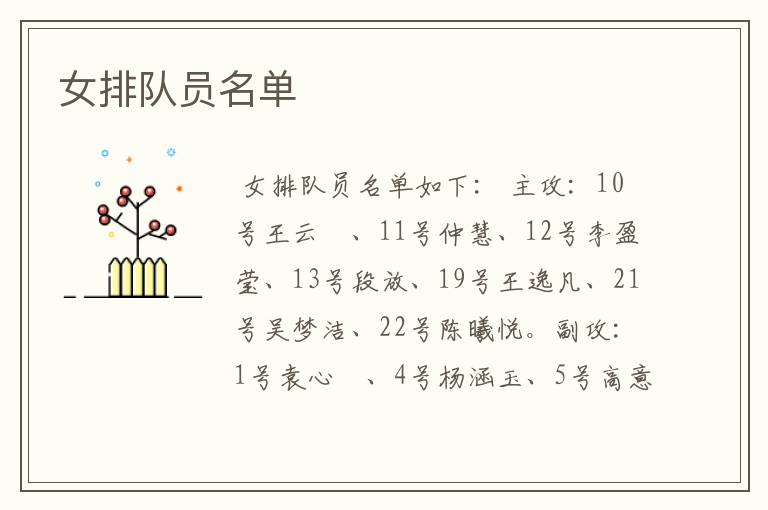 女排队员名单