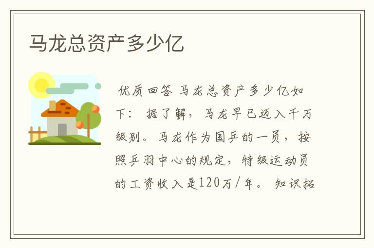 马龙总资产多少亿