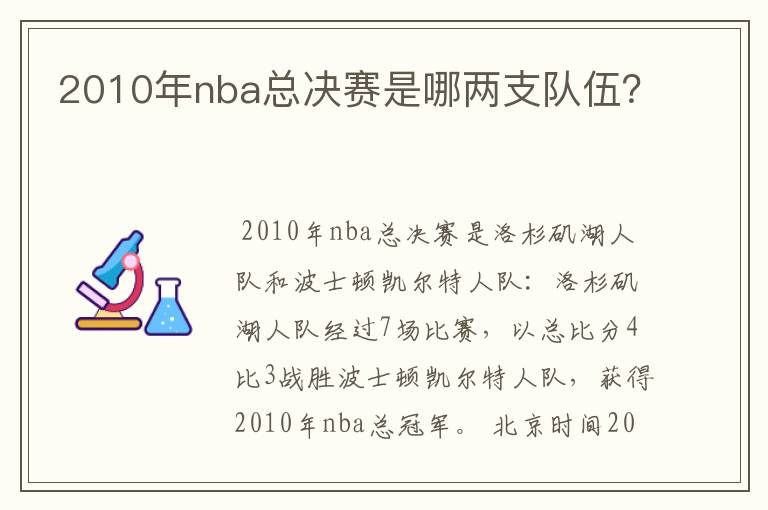 2010年nba总决赛是哪两支队伍?