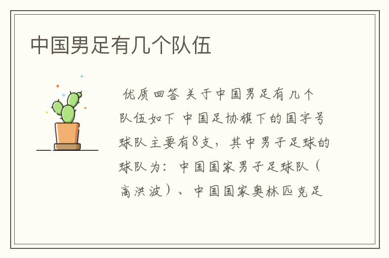 中国男足有几个队伍