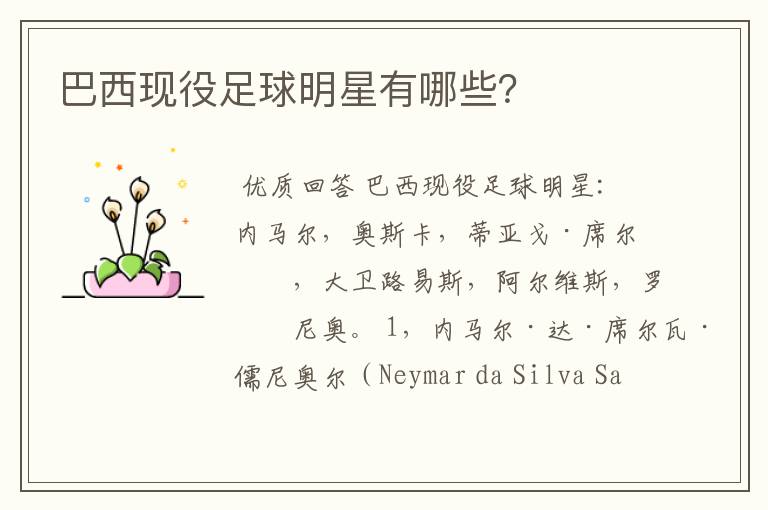 巴西现役足球明星有哪些?
