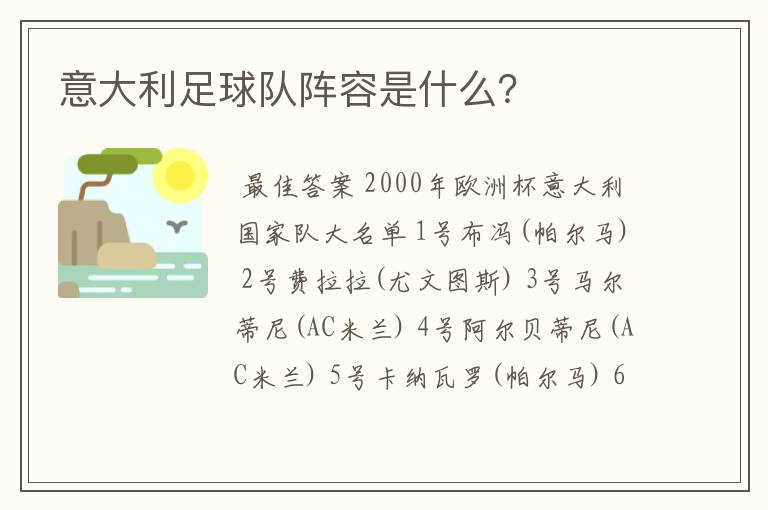 意大利足球队阵容是什么?