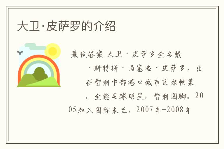 大卫·皮萨罗的介绍