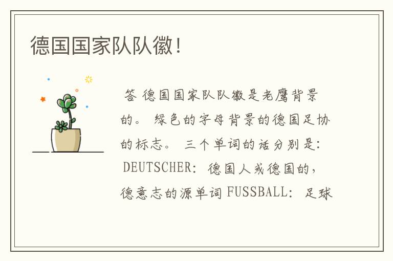 德国国家队队徽!