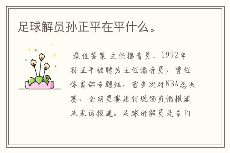 足球解员孙正平在平什么。