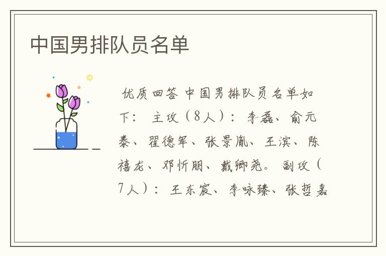 中国男排队员名单