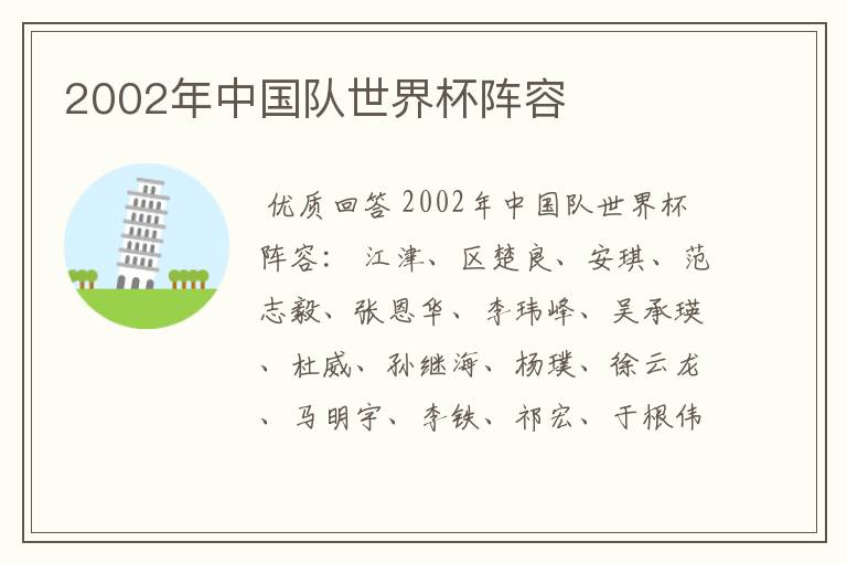 2002年中国队世界杯阵容