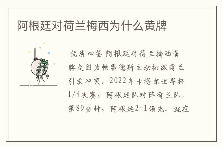 阿根廷对荷兰梅西为什么黄牌