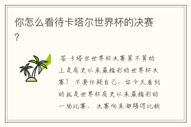 你怎么看待卡塔尔世界杯的决赛?