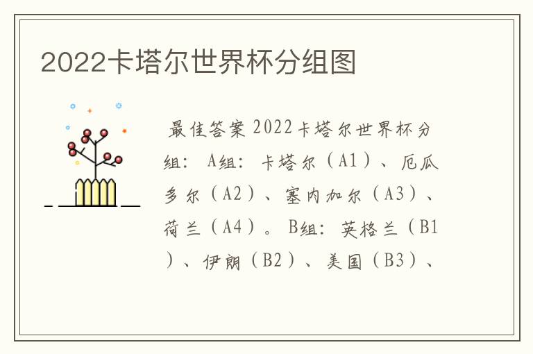 2022卡塔尔世界杯分组图