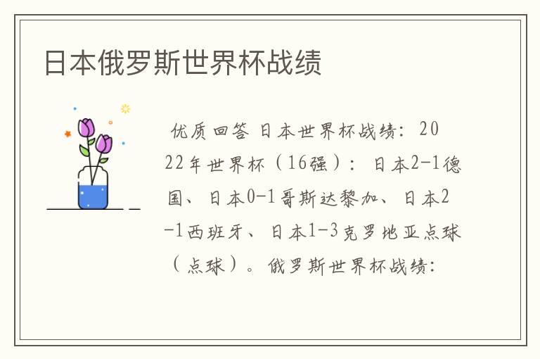 日本俄罗斯世界杯战绩